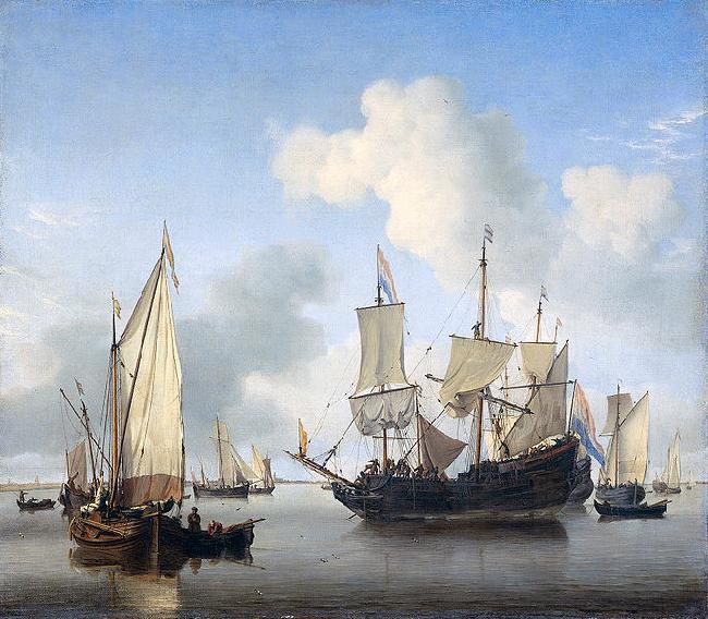 Willem Van de Velde The Younger Ships anchored offshore China oil painting art